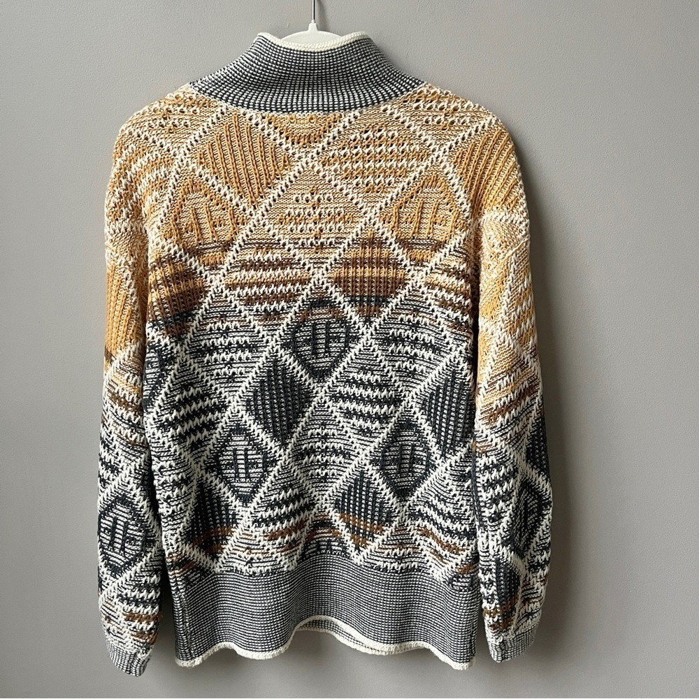 Hem & Thread Sweater Women's Small Nordic Cozy Knit Cream Golden Yellow Lodge - Picture 2 of 12